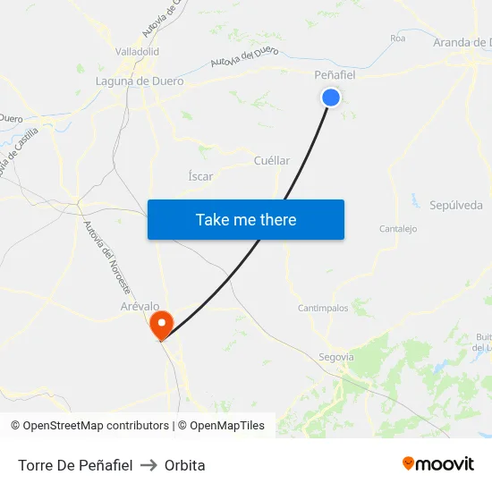 Torre De Peñafiel to Orbita map