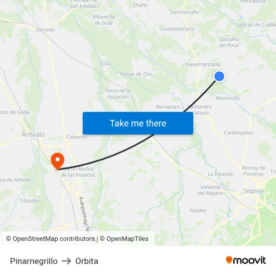 Pinarnegrillo to Orbita map