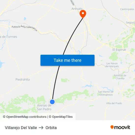 Villarejo Del Valle to Orbita map