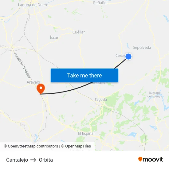 Cantalejo to Orbita map