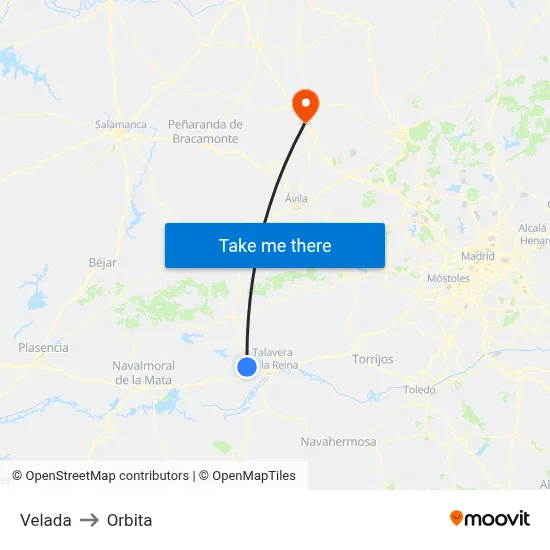 Velada to Orbita map