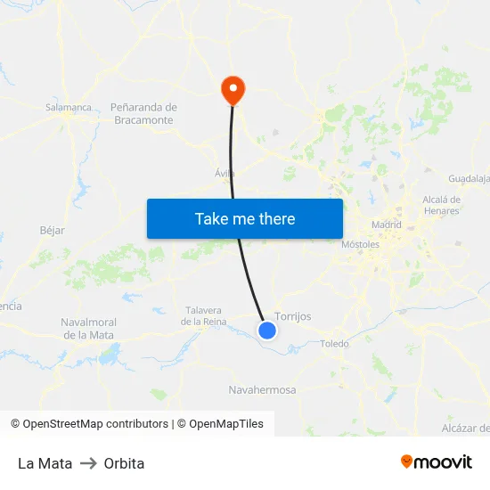 La Mata to Orbita map