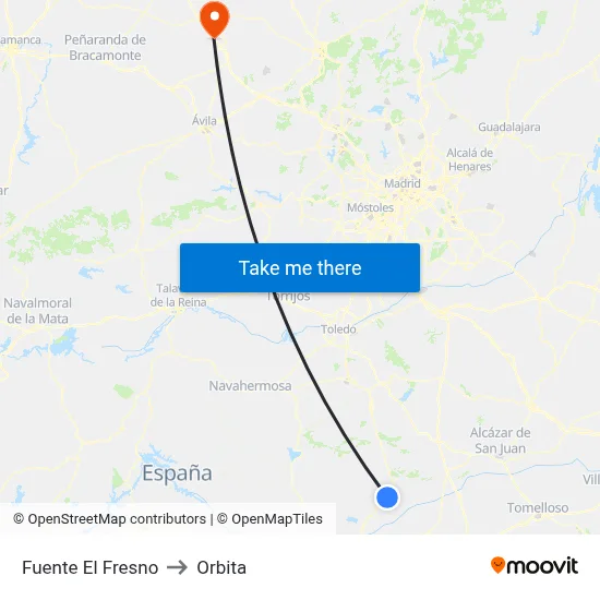 Fuente El Fresno to Orbita map