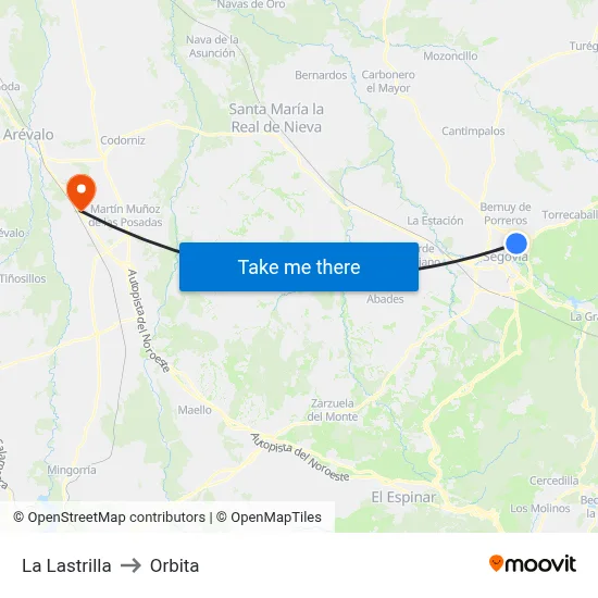 La Lastrilla to Orbita map
