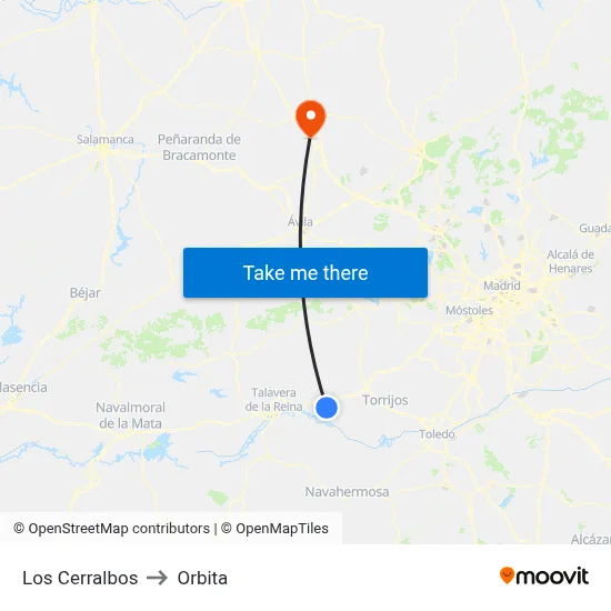 Los Cerralbos to Orbita map