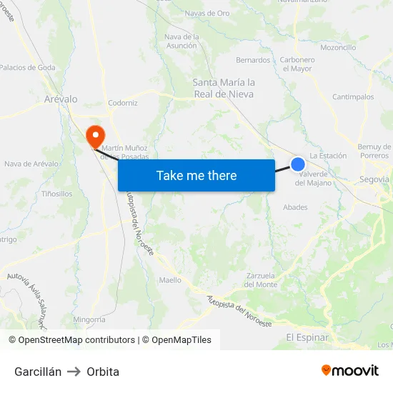 Garcillán to Orbita map