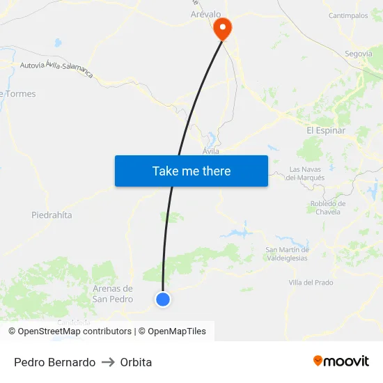 Pedro Bernardo to Orbita map