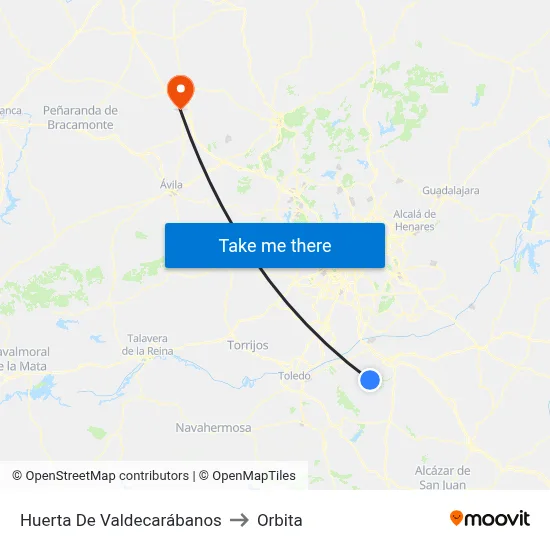 Huerta De Valdecarábanos to Orbita map