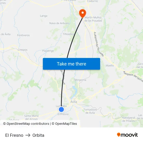 El Fresno to Orbita map