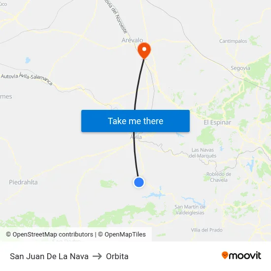 San Juan De La Nava to Orbita map