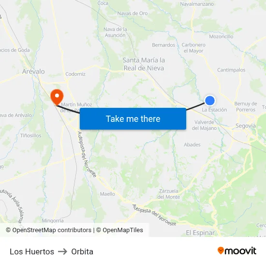 Los Huertos to Orbita map