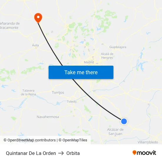 Quintanar De La Orden to Orbita map