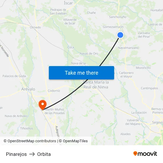 Pinarejos to Orbita map