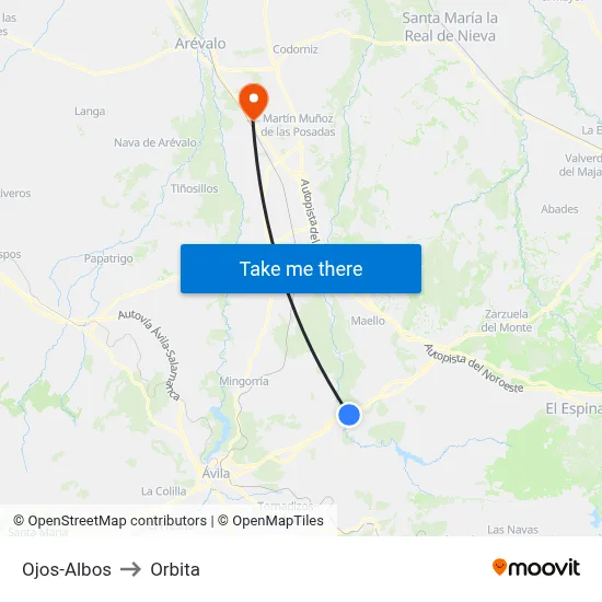Ojos-Albos to Orbita map