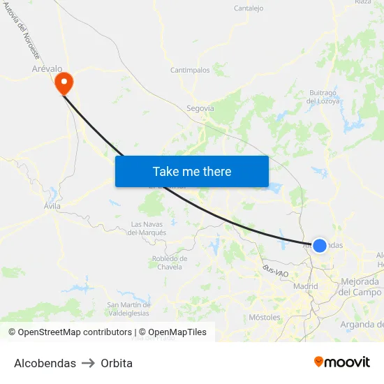 Alcobendas to Orbita map