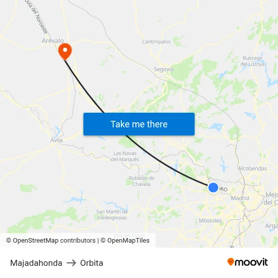 Majadahonda to Orbita map