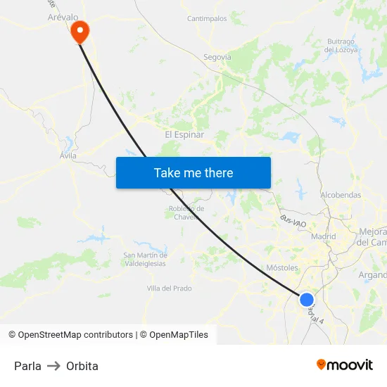 Parla to Orbita map