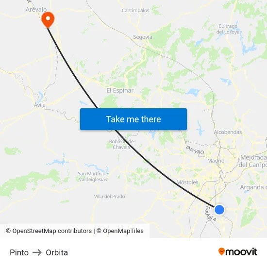 Pinto to Orbita map
