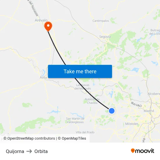 Quijorna to Orbita map