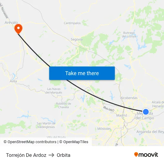 Torrejón De Ardoz to Orbita map