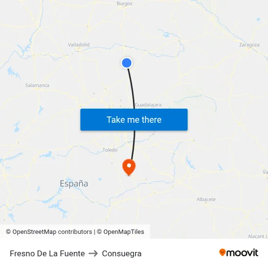 Fresno De La Fuente to Consuegra map