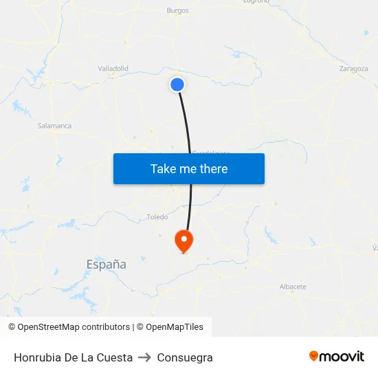 Honrubia De La Cuesta to Consuegra map