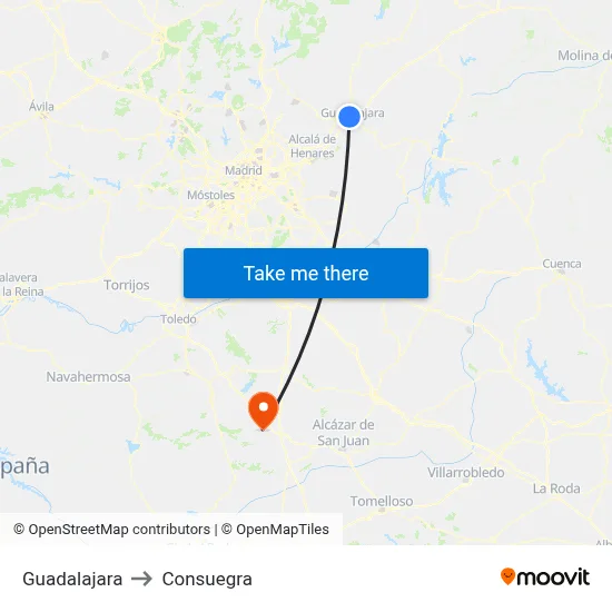 Guadalajara to Consuegra map