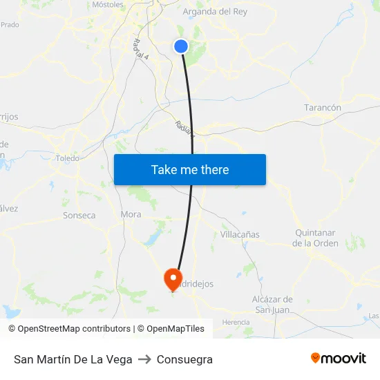 San Martín De La Vega to Consuegra map