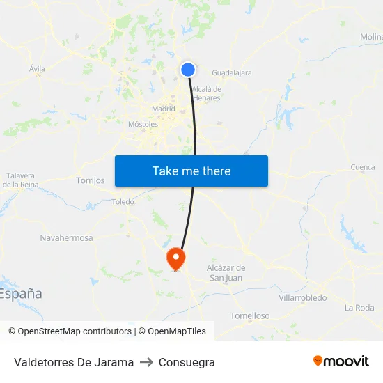 Valdetorres De Jarama to Consuegra map