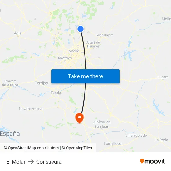 El Molar to Consuegra map