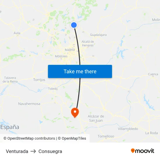 Venturada to Consuegra map