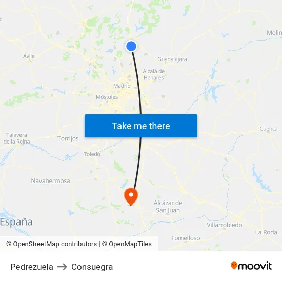 Pedrezuela to Consuegra map