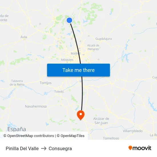 Pinilla Del Valle to Consuegra map