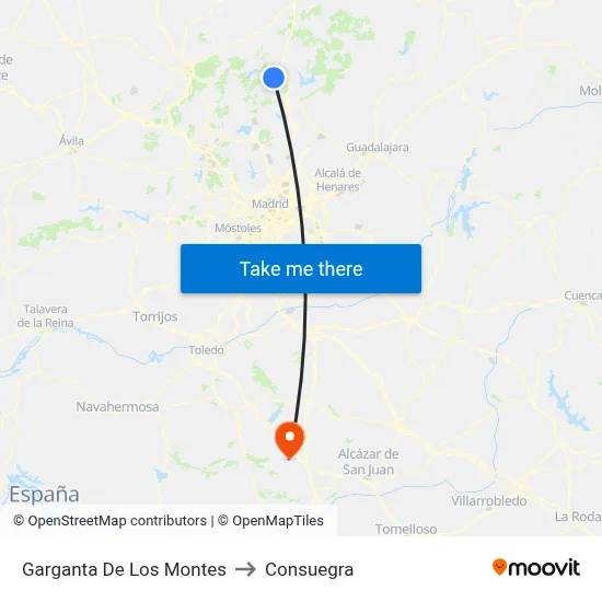 Garganta De Los Montes to Consuegra map