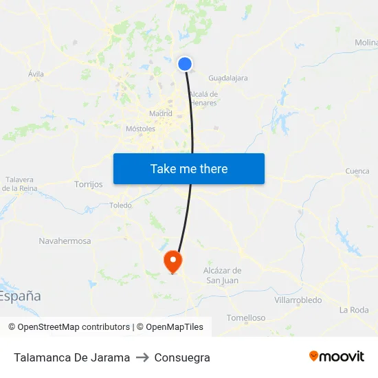 Talamanca De Jarama to Consuegra map