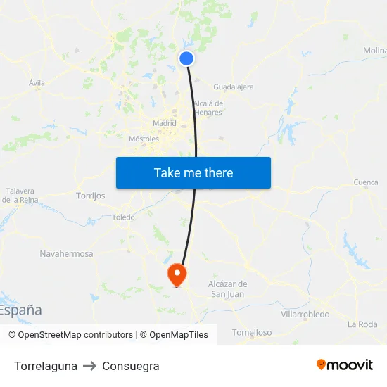 Torrelaguna to Consuegra map