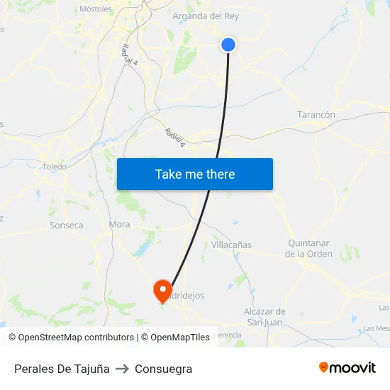 Perales De Tajuña to Consuegra map