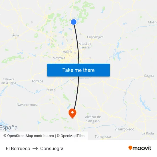 El Berrueco to Consuegra map