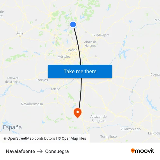 Navalafuente to Consuegra map