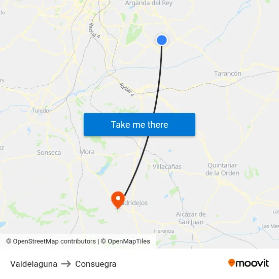 Valdelaguna to Consuegra map