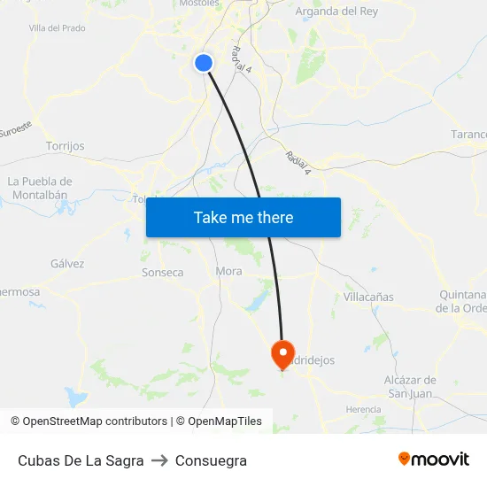 Cubas De La Sagra to Consuegra map
