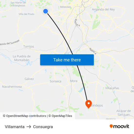 Villamanta to Consuegra map