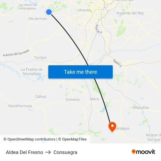 Aldea Del Fresno to Consuegra map