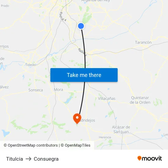 Titulcia to Consuegra map