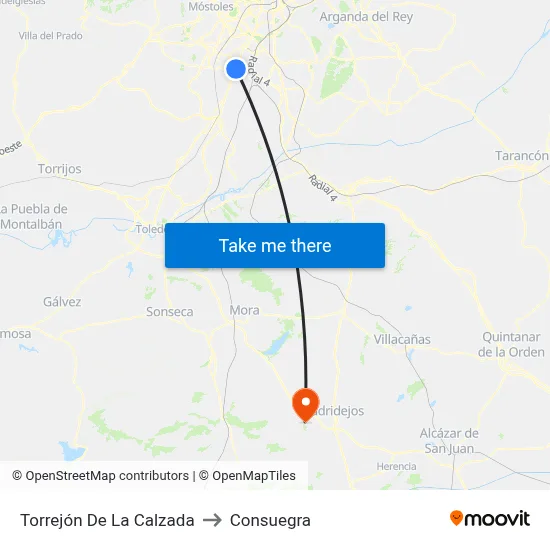 Torrejón De La Calzada to Consuegra map