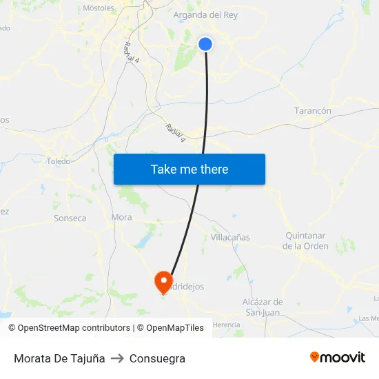 Morata De Tajuña to Consuegra map
