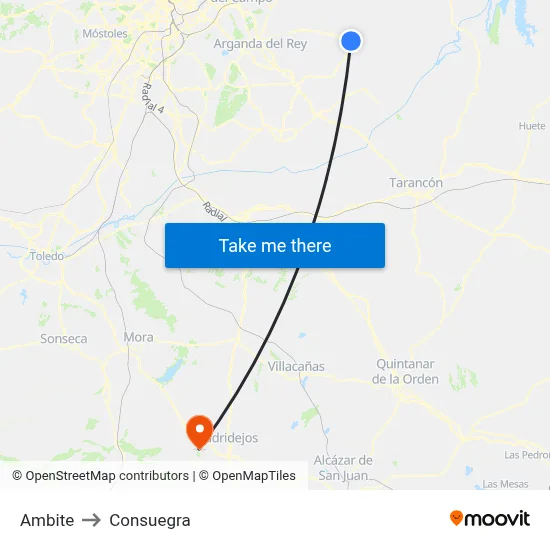 Ambite to Consuegra map