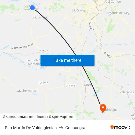 San Martín De Valdeiglesias to Consuegra map