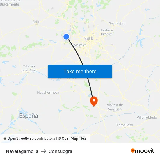 Navalagamella to Consuegra map