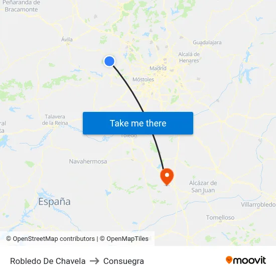 Robledo De Chavela to Consuegra map